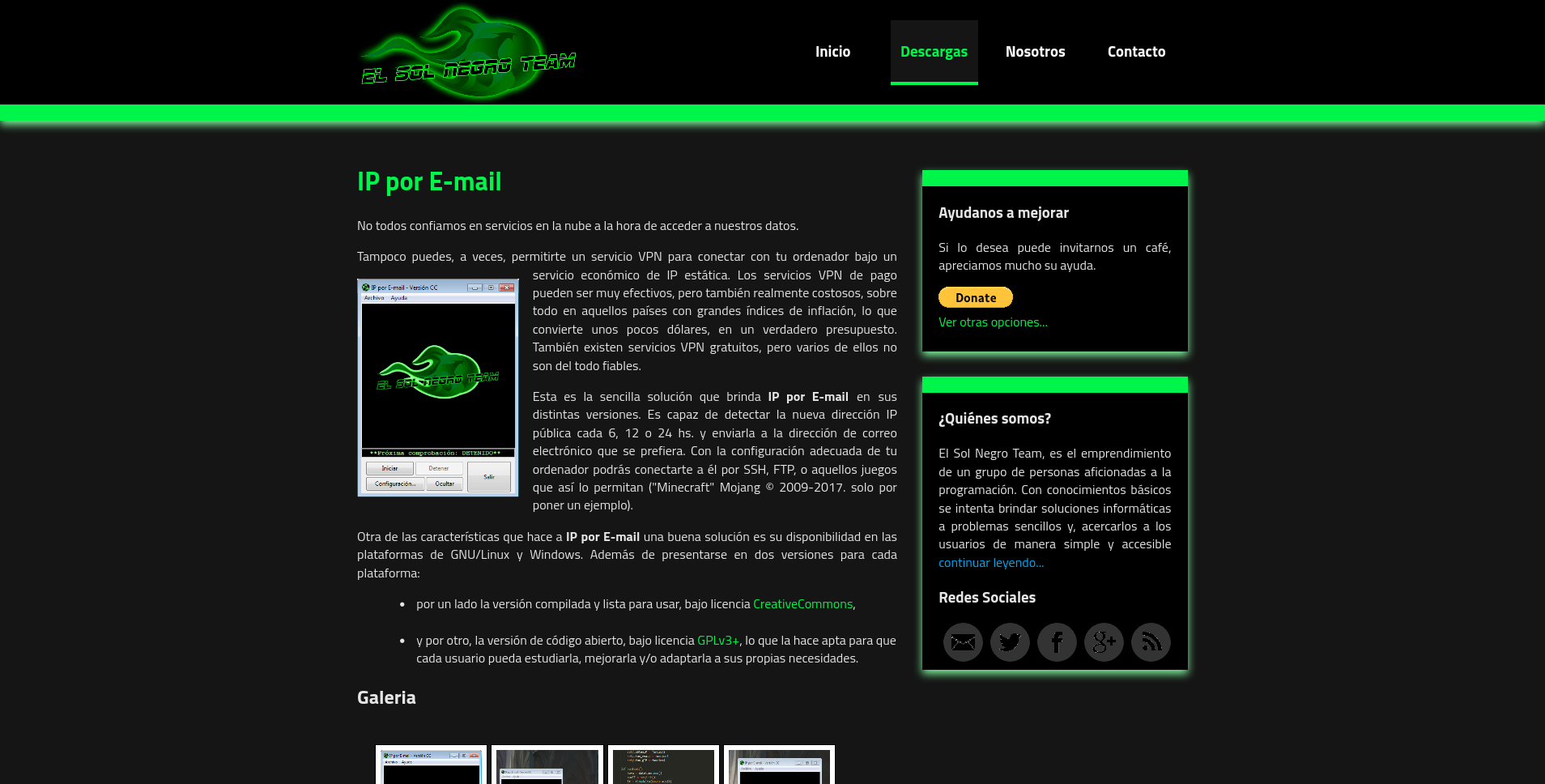 Sol Negro Team sitio web